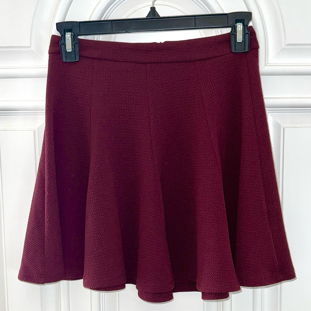 Lush Burgundy Circle Skater Skirt